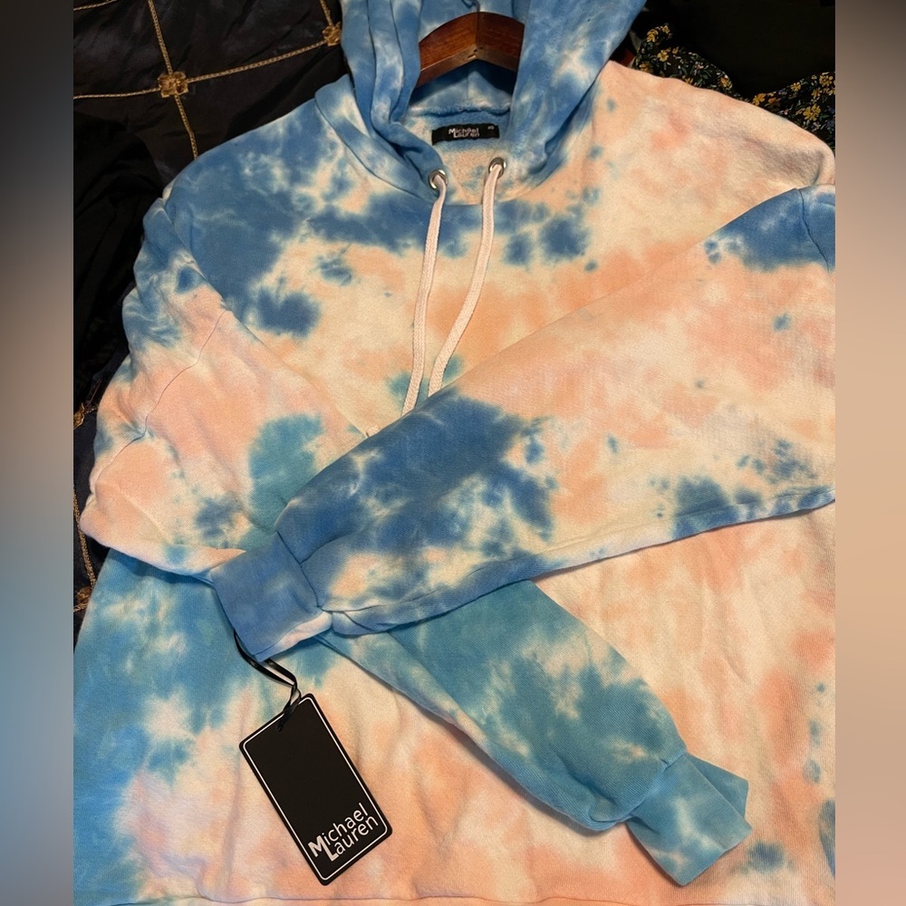 NWT Michael Lauren tie dyed hoodie size oversized XS - Picture 4 of 6